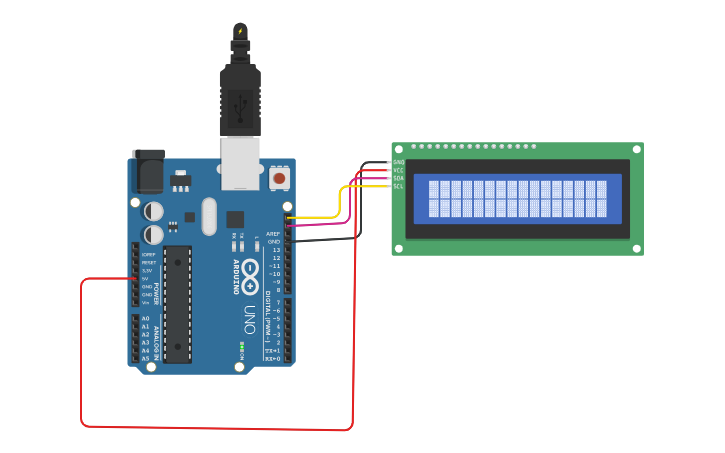 Circuit design LCD ეკრანი - ეკა კვანტალიანი | Tinkercad