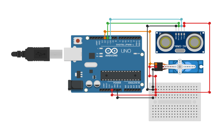 Circuit design Radar System using Arduino&Ultrasonic sensor - Tinkercad