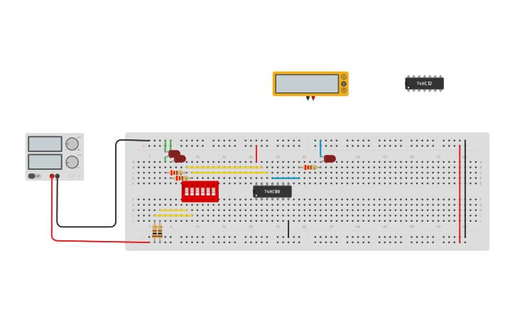 Circuit design AND GATE 74LS08 | Tinkercad