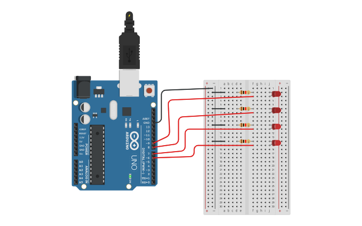 Circuit design Flickering Lights | Tinkercad