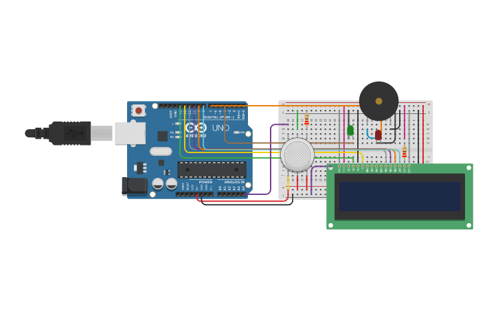 Circuit design Fire Alarm system - Tinkercad