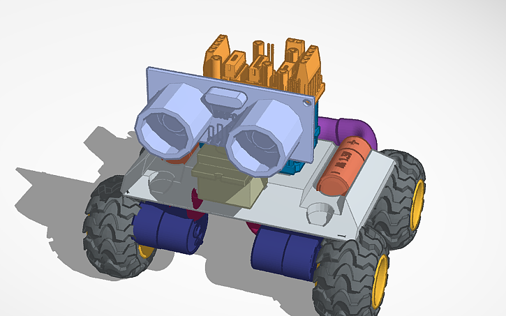 3D design ultrasonic sensor car - Tinkercad