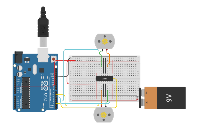 Circuit design Simple car with Arduino - Tinkercad