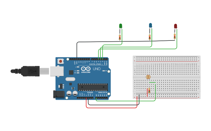 Circuit design LDR - Tinkercad