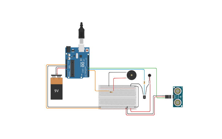 Arduino Walking Stick Circuit design Smart Walking Stick Circuit - Tinkercad