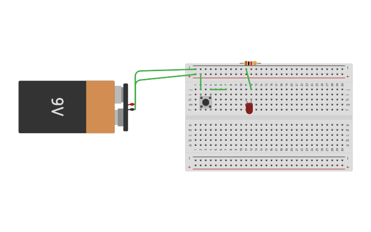 Circuit design push button with led - Tinkercad