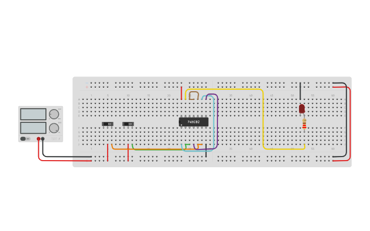 Circuit design NAND using NOR - Tinkercad