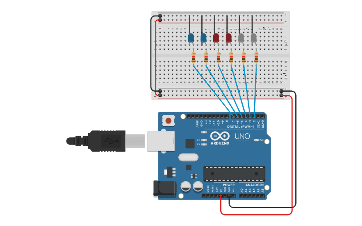 Circuit design Knight Rider | Tinkercad