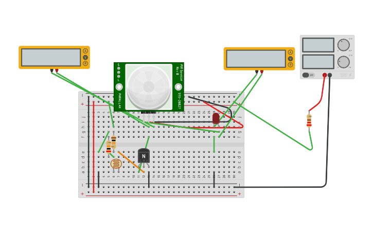 Circuit design LDR PIR LED without ardunio - Tinkercad