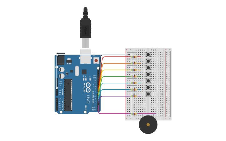 Arduino Piano Tinkercad