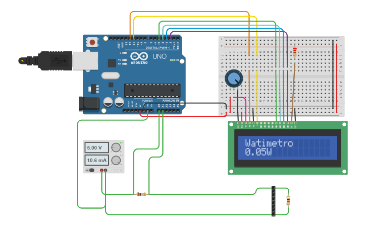 Circuit design Vatimetro - Tinkercad