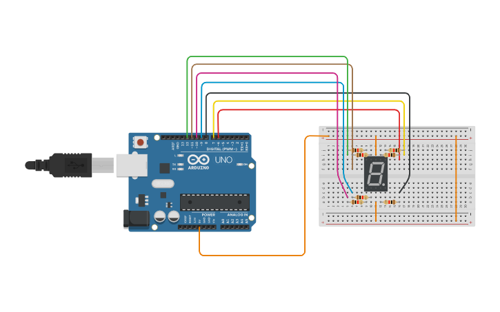 Circuit design 7 segment - Tinkercad