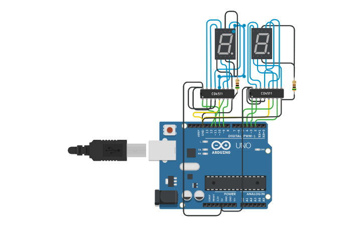Circuit design 7 Segment Task 1 | Tinkercad