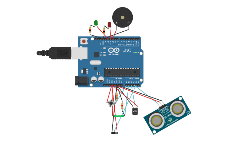 Circuit design Alarm with Boolean - Tinkercad