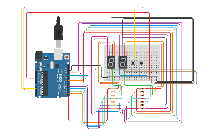 Circuit design 2 segment - Tinkercad