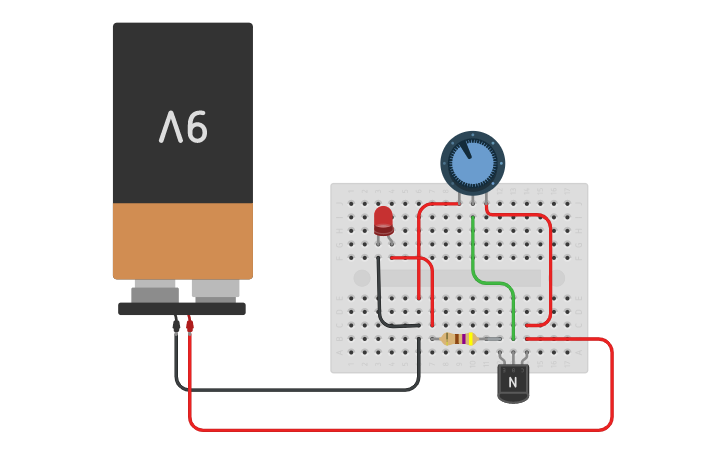 Circuit design LED Fade (with Transistor) - Tinkercad
