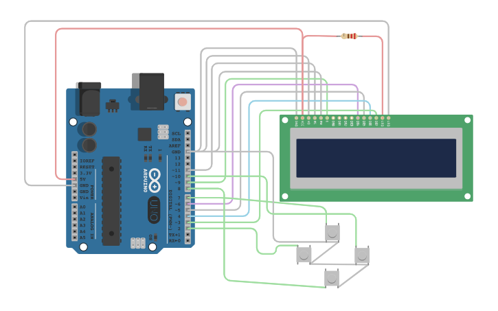 Circuit design Copy of Arduino LCD Tic-Tac-Toe | Tinkercad