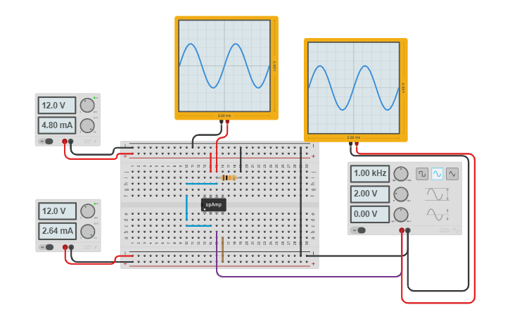 Circuit design Voltage Follower Op - Amp - Tinkercad