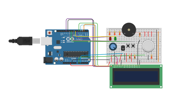 Circuit design PT 1 - Fire Alarm Security System - Tinkercad