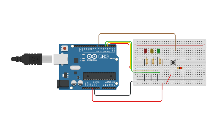 Circuit design SEMAFORO COM BOTAO - Tinkercad