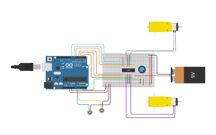 Circuit design Seguidor de línea - Tinkercad