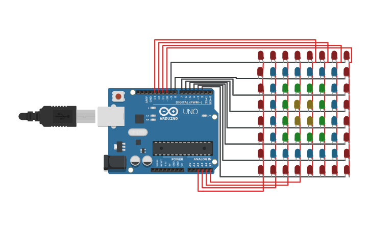 Circuit design 8x8 matrix - Tinkercad