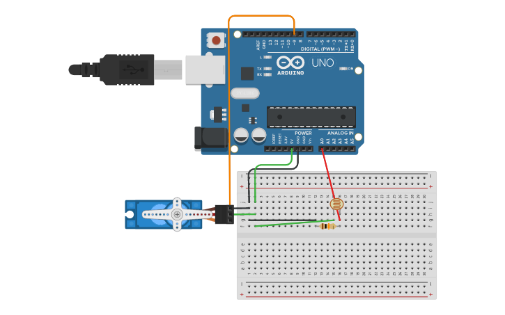 Circuit design Ldr Sensör Servo - Tinkercad