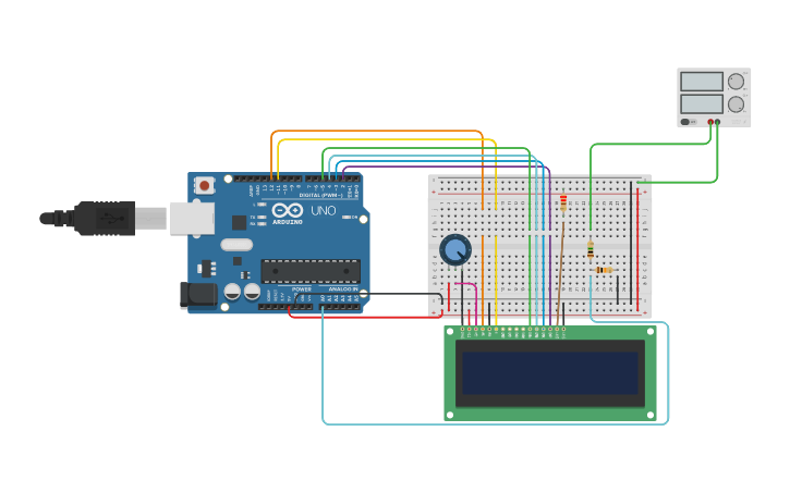 Circuit design Voltmeter using Arduino Uno | Tinkercad