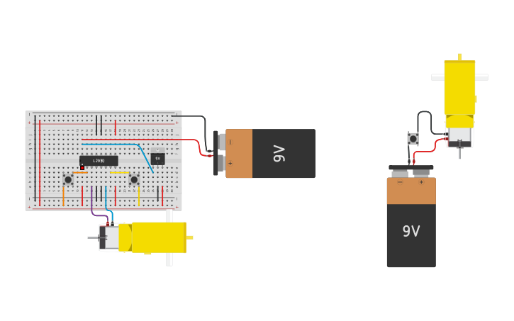 Circuit design Motor Driver Forward Backward - Tinkercad