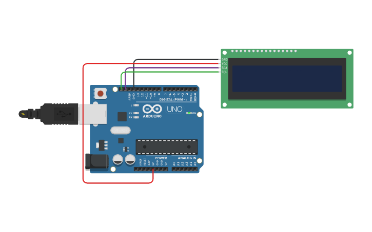 Circuit design LCD I2C Address Finding | Tinkercad