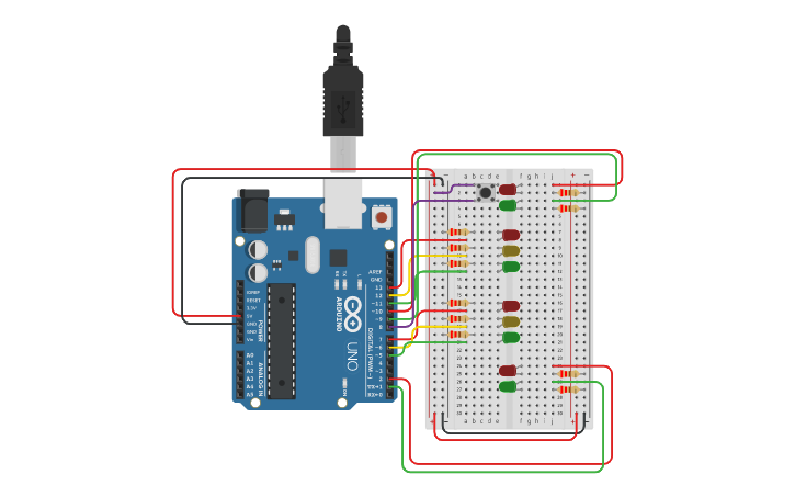 Circuit design semaforo Pruebas - Tinkercad