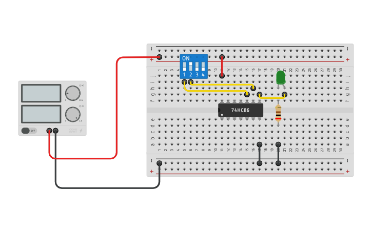 7486 Layout Circuit design IC 7486 - XOR Gate - Tinkercad