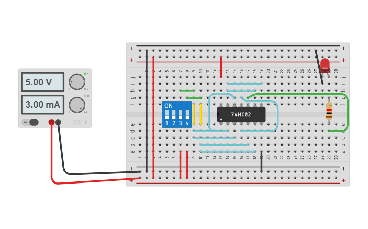 Circuit design NAND GATE USING NOR GATE - Tinkercad