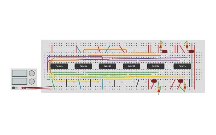 Circuit design 4-Bit Register - Tinkercad