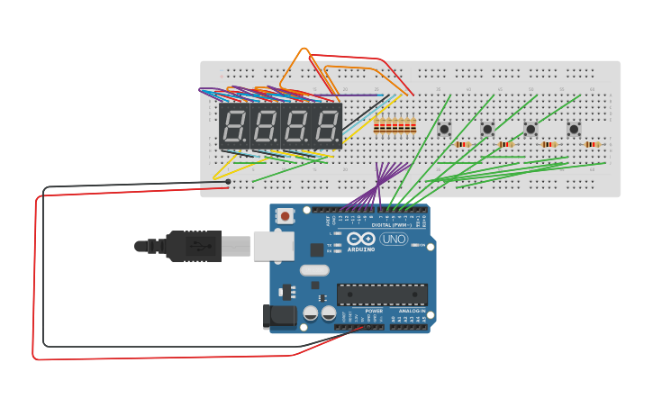 Circuit design Push Button 4 digits arduino adjustable countdown timer ...
