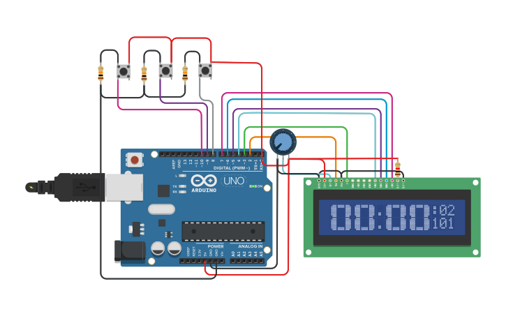 Circuit design Digital Clock - Tinkercad