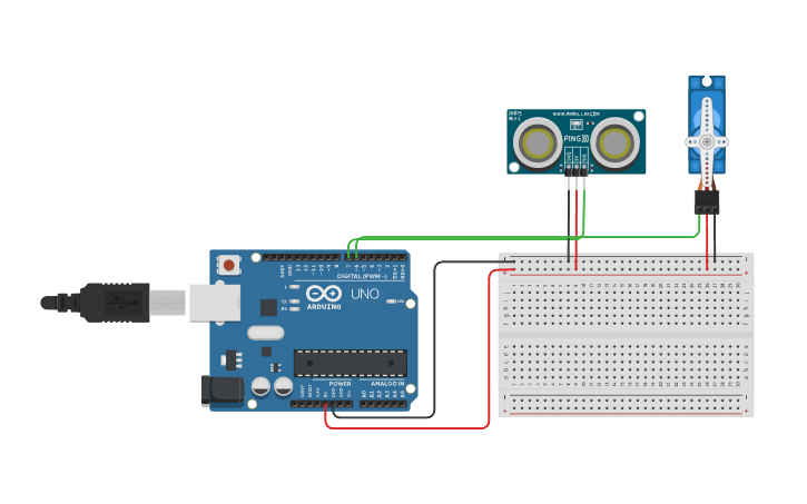 Circuit design Открывание ворот - Tinkercad