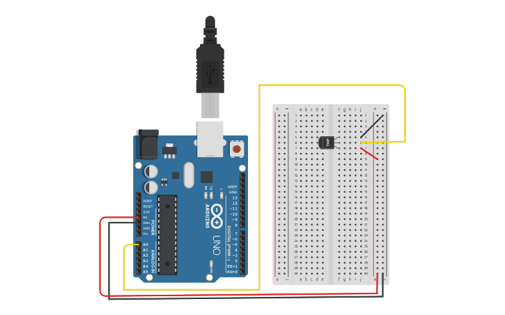 Circuit design Temp Sensor - Tinkercad
