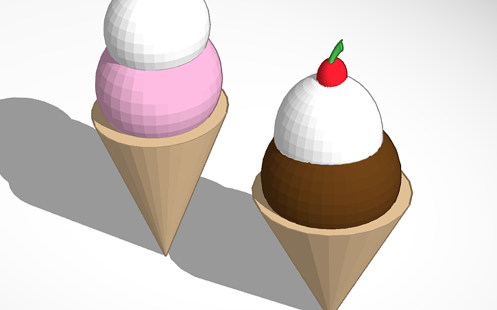 3D design 2 ice cream cones | Tinkercad