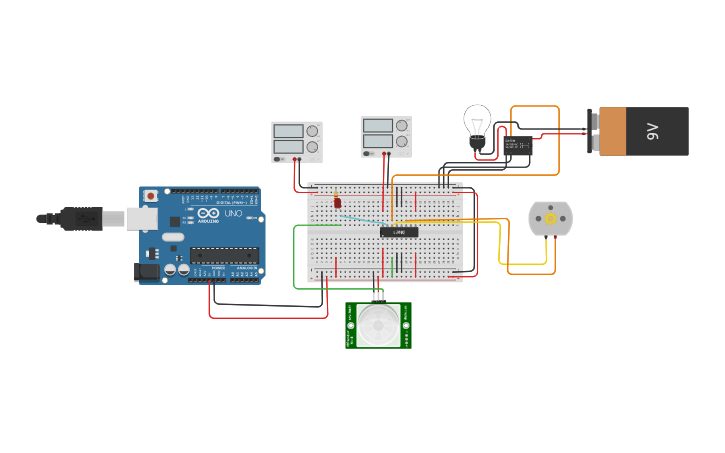 Tinker Card Arduino Circuit design SIMULASI PROJECT ARDUINO SENSOR PIR - Tinkercad