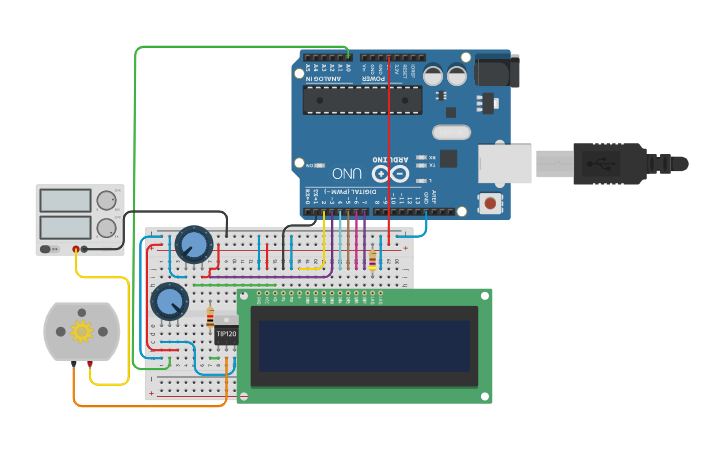Circuit design LCD y Arduino - Tinkercad image.