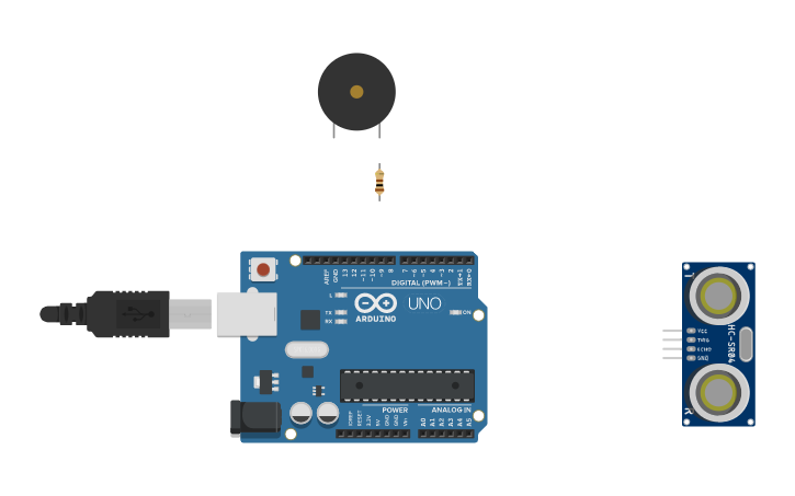 Circuit design Ultra sonic sensor - Tinkercad