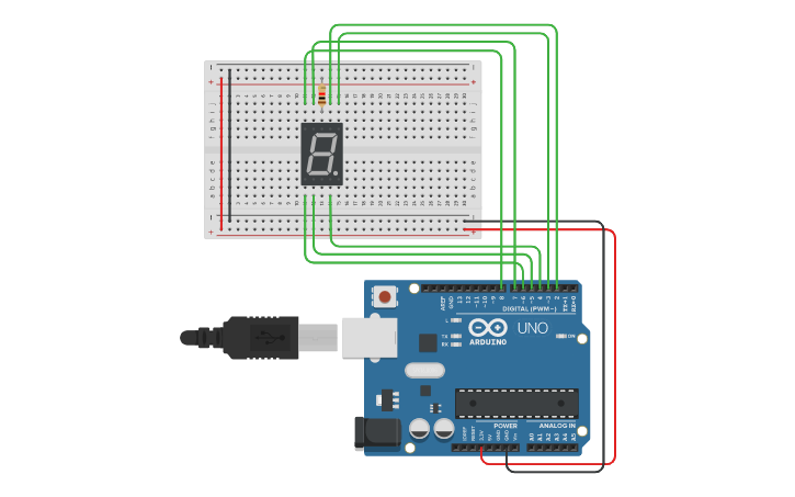 Circuit design 7 Segment - Tinkercad