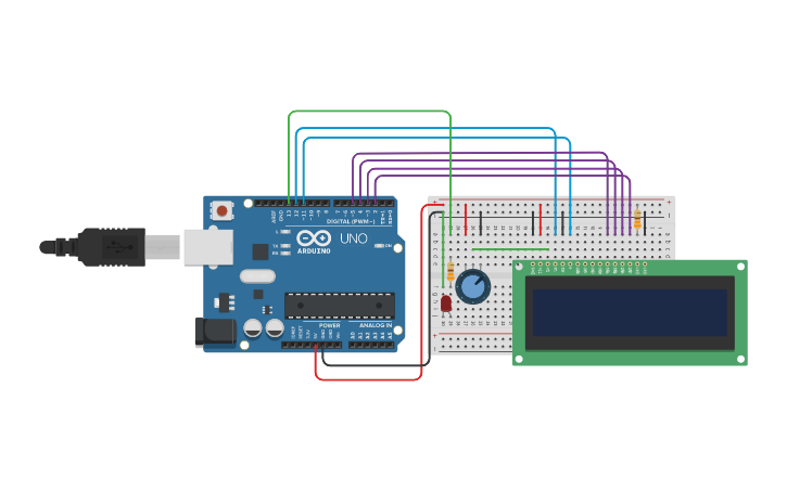 Circuit design Arduino LCD HelloWorld | Tinkercad