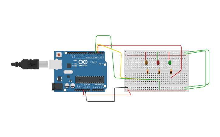 Circuit design traffic light - Tinkercad
