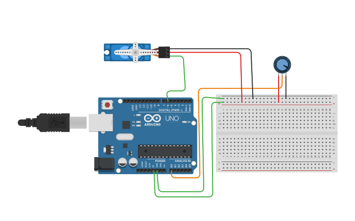 Circuit design Potentiometer Control Servo Motor - Tinkercad