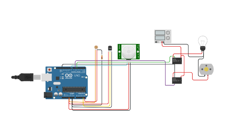 Circuit design Automatic Room Lighting System - Tinkercad