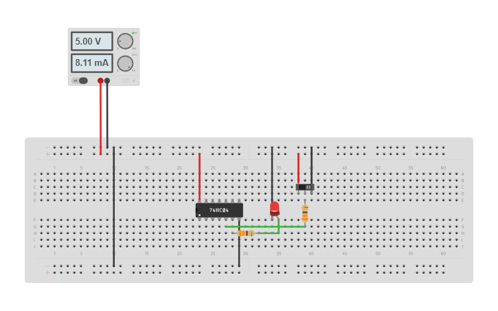 Circuit design NOT Gate | Tinkercad