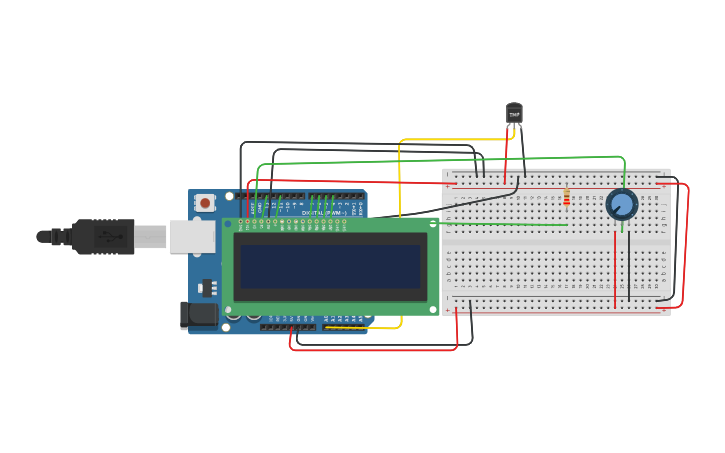 Circuit design TEMPERATURE MEASURE | Tinkercad