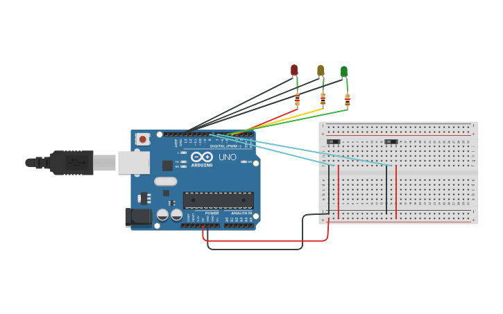 Circuit design Smart Traffic Light System | Tinkercad